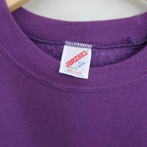 Vintage 80's Jerzees Let It Snow Sweatshirt Purple Made in USA - Picture 2 of 2